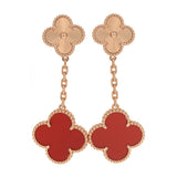 Pre-owned Van Cleef & Arpels Magic Alhambra 2 Motif Earrings Carnelian 18K Rose Gold - Thumbnail View 1