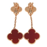 Pre-owned Van Cleef & Arpels Magic Alhambra 2 Motif Earrings Carnelian 18K Rose Gold - Thumbnail View 3