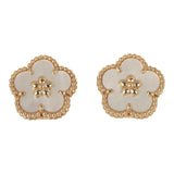 Van Cleef & Arpels Lucky Spring Plum Blossom Earrings White Mother of Pearl 18K Yellow Gold - Thumbnail View 1