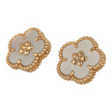 Van Cleef & Arpels Lucky Spring Plum Blossom Earrings White Mother of Pearl 18K Yellow Gold - Thumbnail View 3