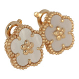Van Cleef & Arpels Lucky Spring Plum Blossom Earrings White Mother of Pearl 18K Yellow Gold - Thumbnail View 4