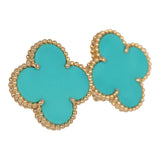 Pre-owned Van Cleef & Arpels Magic Alhambra Turquoise Earrings 18K Yellow Gold - Thumbnail View 2