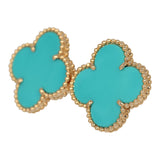 Pre-owned Van Cleef & Arpels Magic Alhambra Turquoise Earrings 18K Yellow Gold - Thumbnail View 4