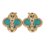 Pre-owned Van Cleef & Arpels Magic Alhambra Turquoise Earrings 18K Yellow Gold - Thumbnail View 3