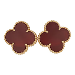 Van Cleef & Arpels Magic Alhambra Carnelian Earrings 18K Yellow Gold