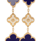 Van Cleef & Arpels "Vendome" Magic Alhambra 3 Motif Earrings Blue Sevres Porcelain, Diamonds, 18K Yellow Gold - Thumbnail View 3