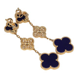 Van Cleef & Arpels "Vendome" Magic Alhambra 3 Motif Earrings Blue Sevres Porcelain, Diamonds, 18K Yellow Gold - Thumbnail View 6