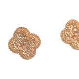 Van Cleef & Arpels Vintage Alhambra Hammered Earrings 18K Guilloché Rose Gold - Thumbnail View 2