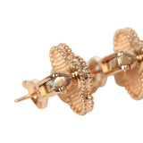 Van Cleef & Arpels Vintage Alhambra Hammered Earrings 18K Guilloché Rose Gold - Thumbnail View 5