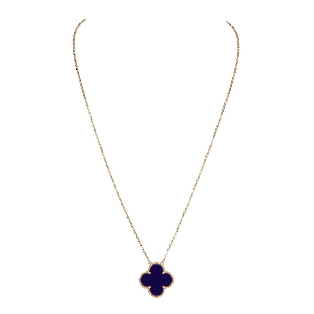 Van Cleef & Arpels Alhambra Vendome 18k Bleu Agate Pendant Necklace