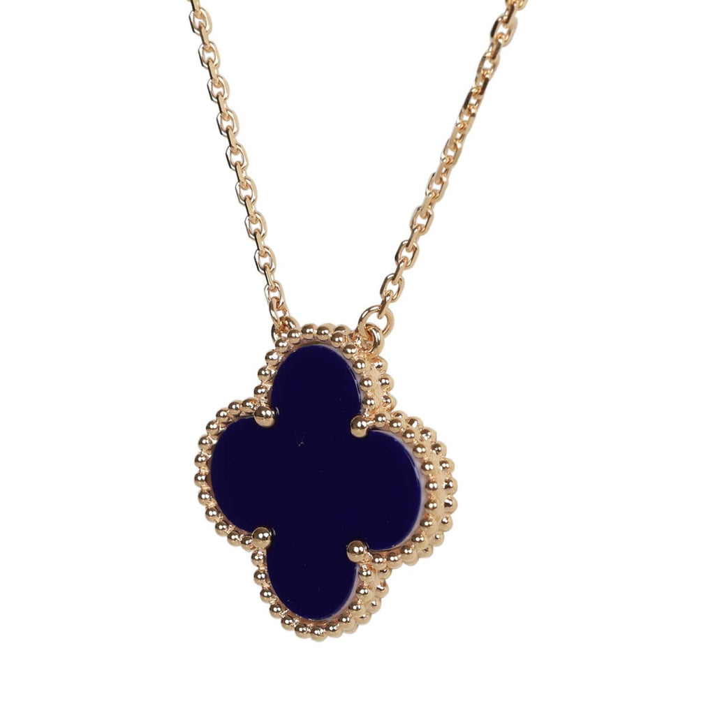 Van Cleef & Arpels Alhambra Vendome 18k Bleu Agate Pendant Necklace