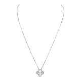 Van Cleef & Arpels 2020 Holiday Vintage Alhambra Guilloche Pendant Necklace White Gold Hardware