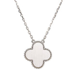 Van Cleef & Arpels 2020 Holiday Vintage Alhambra Guilloche Pendant Necklace White Gold Hardware