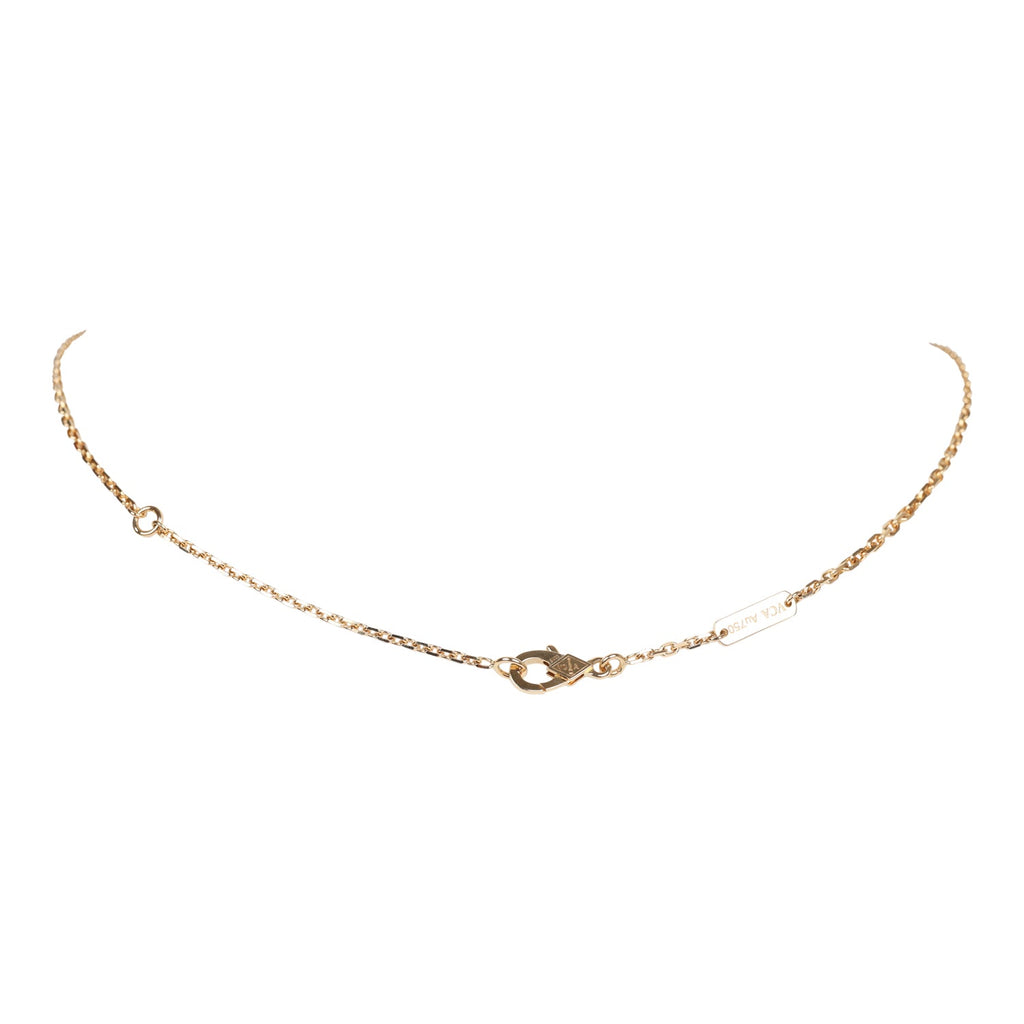 Van Cleef & Arpels Lapis Mini Rose de Noel Pendant Necklace 18K Yellow Gold Hardware