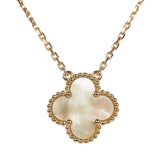 Van Cleef & Arpels Vintage Alhambra Jaune Mother of Pearl Pendant Necklace 18K Yellow Gold Hardware Princess Grace