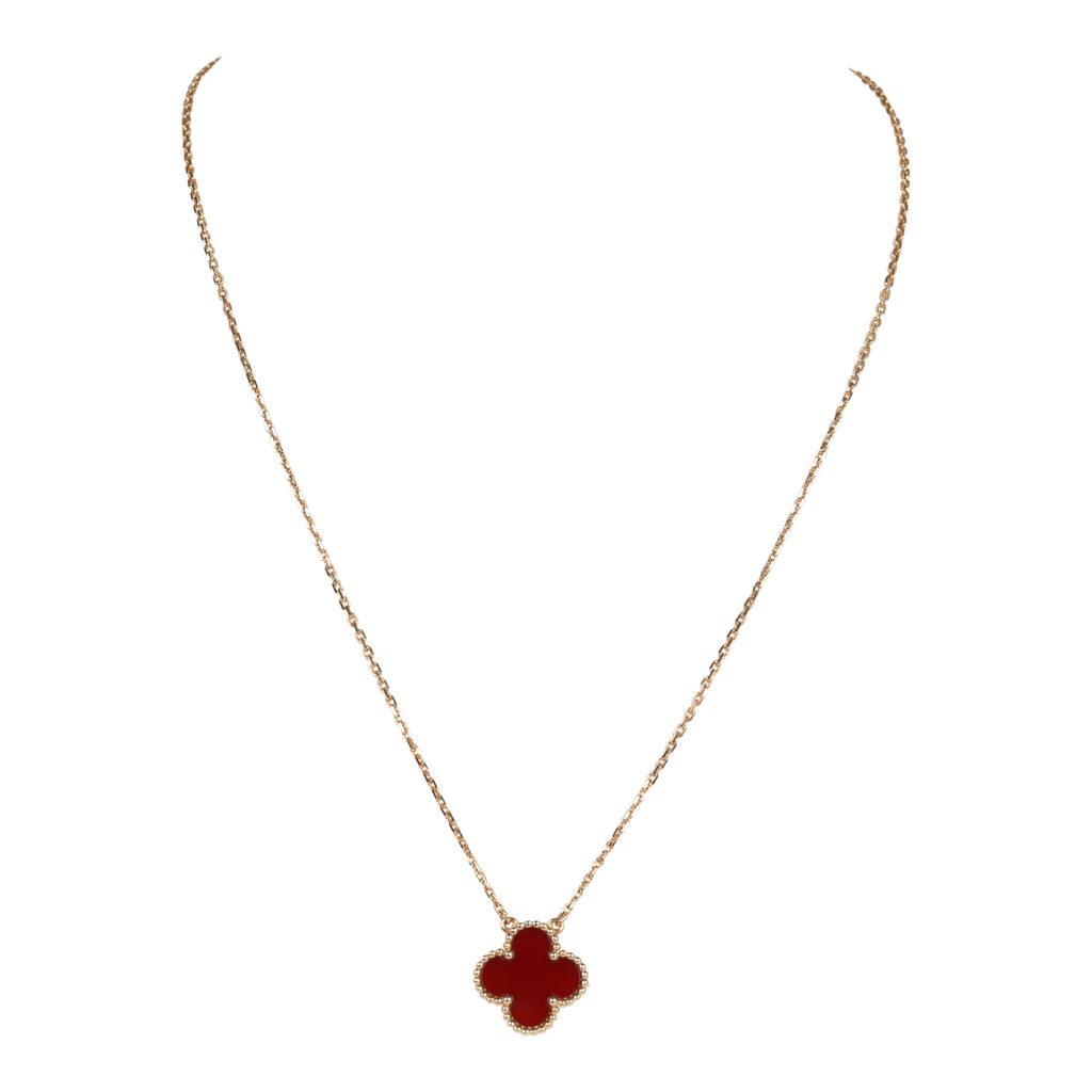 Van Cleef & Arpels Vintage Alhambra 18k Rose Gold 20 Motif Carnelian  Guilloche Necklace