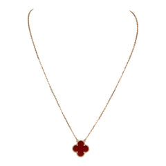 Van Cleef & Arpels Vintage Alhambra Pendant Necklace Carnelian Gold Hardware