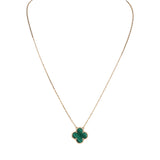 Van Cleef & Arpels Vintage Alhambra Motif Pendant Necklace Malachite 18K Yellow Gold