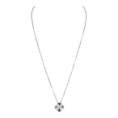 Van Cleef & Arpels 2020 Holiday Vintage Alhambra Pendant Necklace 18K White Gold Guilloche & Diamonds