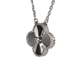 Van Cleef & Arpels 2020 Holiday Vintage Alhambra Pendant Necklace 18K White Gold Guilloche & Diamonds