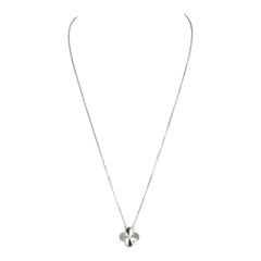 Van Cleef & Arpels 2020 Holiday Vintage Alhambra Pendant Necklace 18K White Gold Guilloche & Diamonds