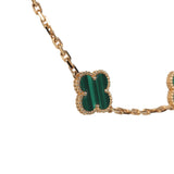 Van Cleef & Arpels Vintage Alhambra 10 Motif Necklace Malachite 18K Yellow Gold Hardware