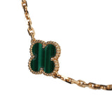 Van Cleef & Arpels Vintage Alhambra 10 Motif Necklace Malachite 18K Yellow Gold Hardware