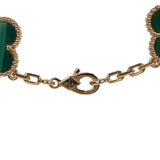 Van Cleef & Arpels Vintage Alhambra 10 Motif Necklace Malachite 18K Yellow Gold Hardware