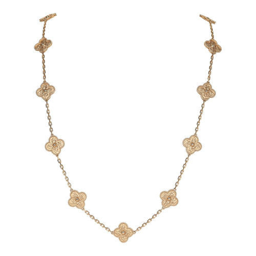 Van Cleef & Arpels Vintage Alhambra 20 Motif Necklace 18K Yellow Gold