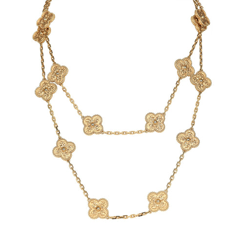 Van Cleef & Arpels Vintage Alhambra 20 Motif Necklace 18K Yellow Gold