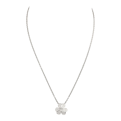 Van Cleef & Arpels Small Frivole Pendant Necklace with Diamonds 18K White Gold Hardware