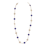 Van Cleef & Arpels Vintage Alhambra 20 Motif Necklace Lapis Lazuli Diamonds & Yellow 18K Gold Hardware