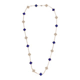 Van Cleef & Arpels Vintage Alhambra 20 Motif Necklace Lapis Lazuli Diamonds & Yellow 18K Gold Hardware