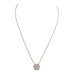 Pre-owned Van Cleef & Arpels Lucky Spring Plum Blossom Pendant Necklace White Mother of Pearl & 18K Rose Gold Hardware