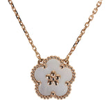 Pre-owned Van Cleef & Arpels Lucky Spring Plum Blossom Pendant Necklace White Mother of Pearl & 18K Rose Gold Hardware