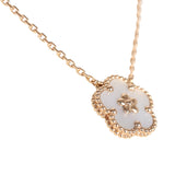 Pre-owned Van Cleef & Arpels Lucky Spring Plum Blossom Pendant Necklace White Mother of Pearl & 18K Rose Gold Hardware