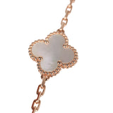 Van Cleef & Arpels Limited Edition Seoul Maison Vintage Alhambra 20 Motif Long Necklace White Mother of Pearl & 18K Rose Gold Hardware