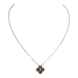 Van Cleef & Arpels 2023 Holiday Vintage Alhambra Pendant Necklace Silver Obsidian White Diamond Rose Gold - Thumbnail View 1