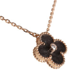 Van Cleef & Arpels 2023 Holiday Vintage Alhambra Pendant Necklace Silver Obsidian White Diamond Rose Gold - Thumbnail View 3
