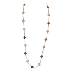 Van Cleef & Arpels Vintage Alhambra 20 Motif Long Necklace Mother of Pearl Diamonds and 18K Rose Gold Hardware