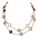 Van Cleef & Arpels Vintage Alhambra 20 Motif Long Necklace Mother of Pearl Diamonds and 18K Rose Gold Hardware