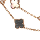 Van Cleef & Arpels Vintage Alhambra 20 Motif Long Necklace Mother of Pearl Diamonds and 18K Rose Gold Hardware