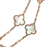 Van Cleef & Arpels Vintage Alhambra 20 Motif Long Necklace Mother of Pearl Diamonds and 18K Rose Gold Hardware