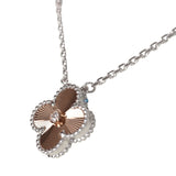 Van Cleef & Arpels 2024 Holiday Vintage Alhambra Pendant Necklace Rose Gold Guilloche 18K White Gold Hardware and Diamonds