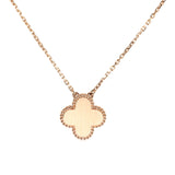 Van Cleef & Arpels 2015 Holiday Vintage Alhambra Pendant Necklace Light Pink Porcelain & Diamonds 18K Rose Gold Hardware