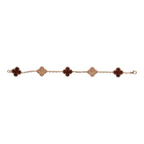 Pre-owned Van Cleef & Arpels Vintage Alhambra 5 Motif Bracelet Bois D'Amourette 18K Rose Gold Hardware