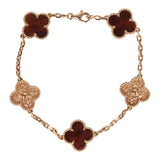 Pre-owned Van Cleef & Arpels Vintage Alhambra 5 Motif Bracelet Bois D'Amourette 18K Rose Gold Hardware