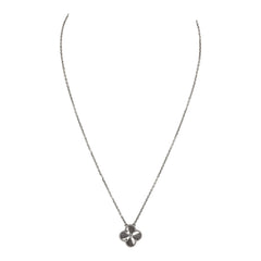 Van Cleef & Arpels 2020 Holiday Vintage Alhambra Pendant Necklace 18K White Gold Guilloche & Diamonds