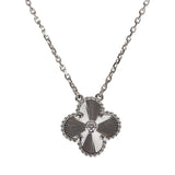 Van Cleef & Arpels 2020 Holiday Vintage Alhambra Pendant Necklace 18K White Gold Guilloche & Diamonds