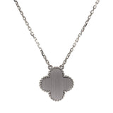 Van Cleef & Arpels 2020 Holiday Vintage Alhambra Pendant Necklace 18K White Gold Guilloche & Diamonds